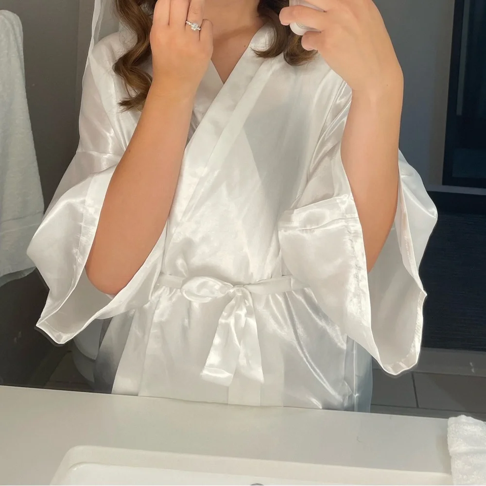 White Satin Bride Robe - Picture 1 of 3